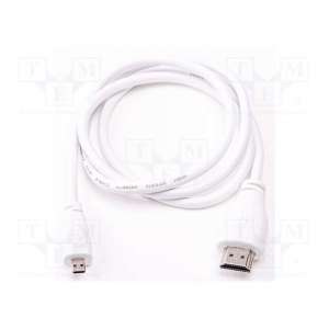 MICRO-HDMI/M TO HDMI-A/M CABLE 1M, WHITE RASPBERRY PI