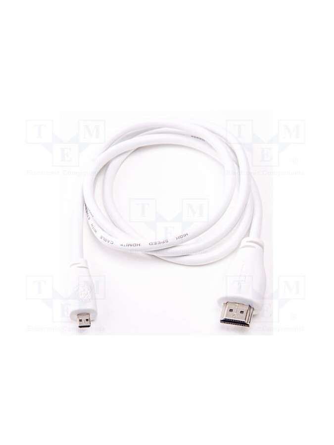 micro-hdmi/m to hdmi-a/m cable 1m, white-raspberry pi