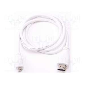 MICRO-HDMI/M TO HDMI-A/M CABLE 2M, WHITE RASPBERRY PI