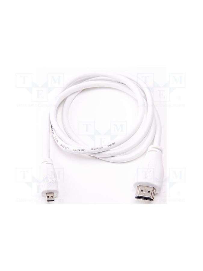 micro-hdmi/m to hdmi-a/m cable 2m, white-raspberry pi