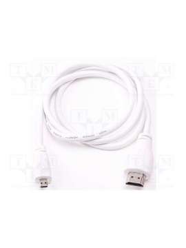 micro-hdmi/m to hdmi-a/m cable 2m, white-raspberry pi