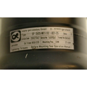 MF1-10-0C1-2S ALPHA GETRIEBEBAU USADO